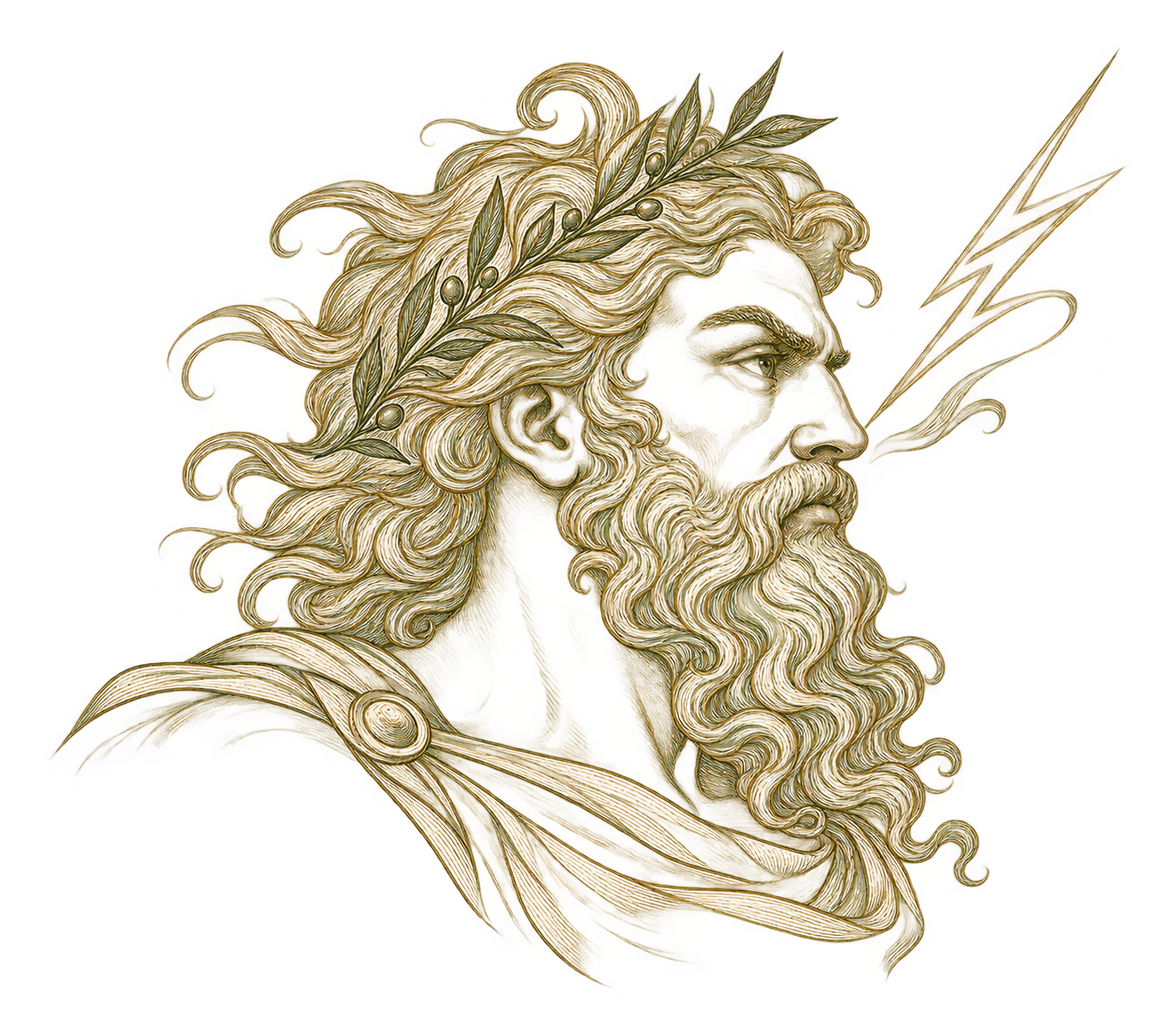 Ilustración de Zeus en trazo delicado