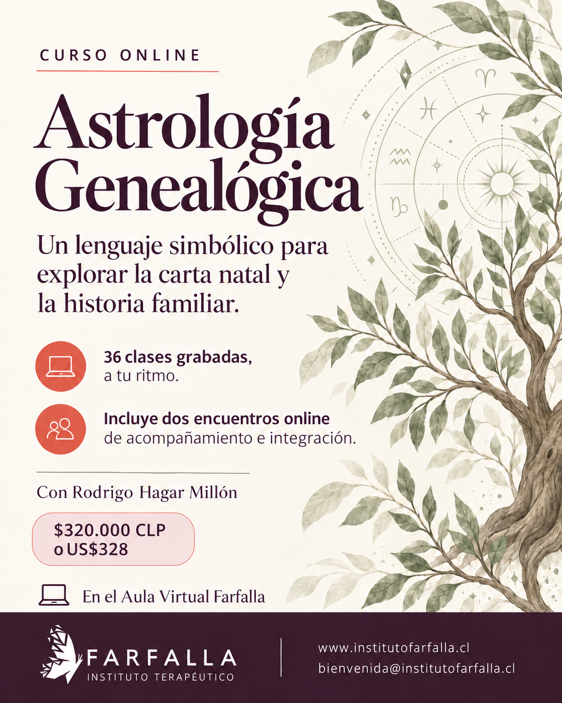 Afiche del Curso Online de Astrología Genealógica